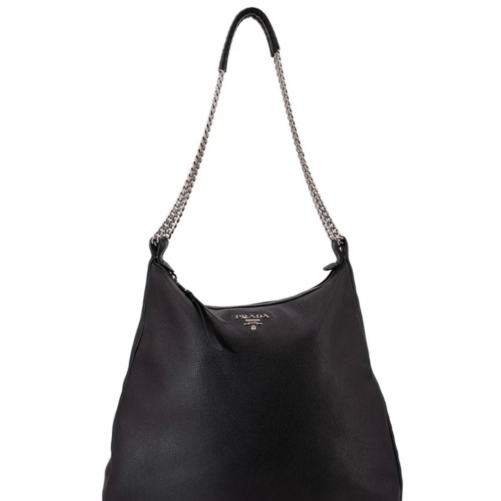 PRADA VITELLO DAINO HOBO BAG IN BLACK PEBBLE LEATHER- VERY GOOD CONDITION